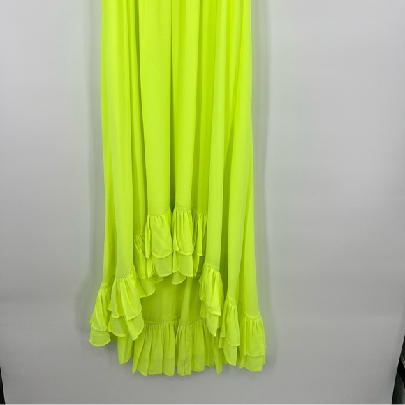 NWT Kleid For Her Neon Yellow High Low Midi Maxi Dress Asymmetrical Size XS - Picture 10 of 13